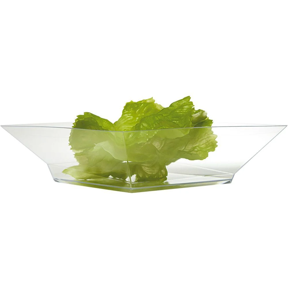 Saladier plastique carré transparent 22x22xH6,2 cm x12
