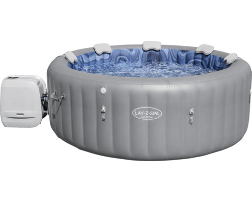 Bestway® LAY-Z-SPA® Santorini HydroJet Pro™ opblaasbare hottub met massagesysteem, 10 HydroJet™-sproeiers, 180 AirJet™, vorstbeveiliging en aardingsdetectiesysteem, grijs
