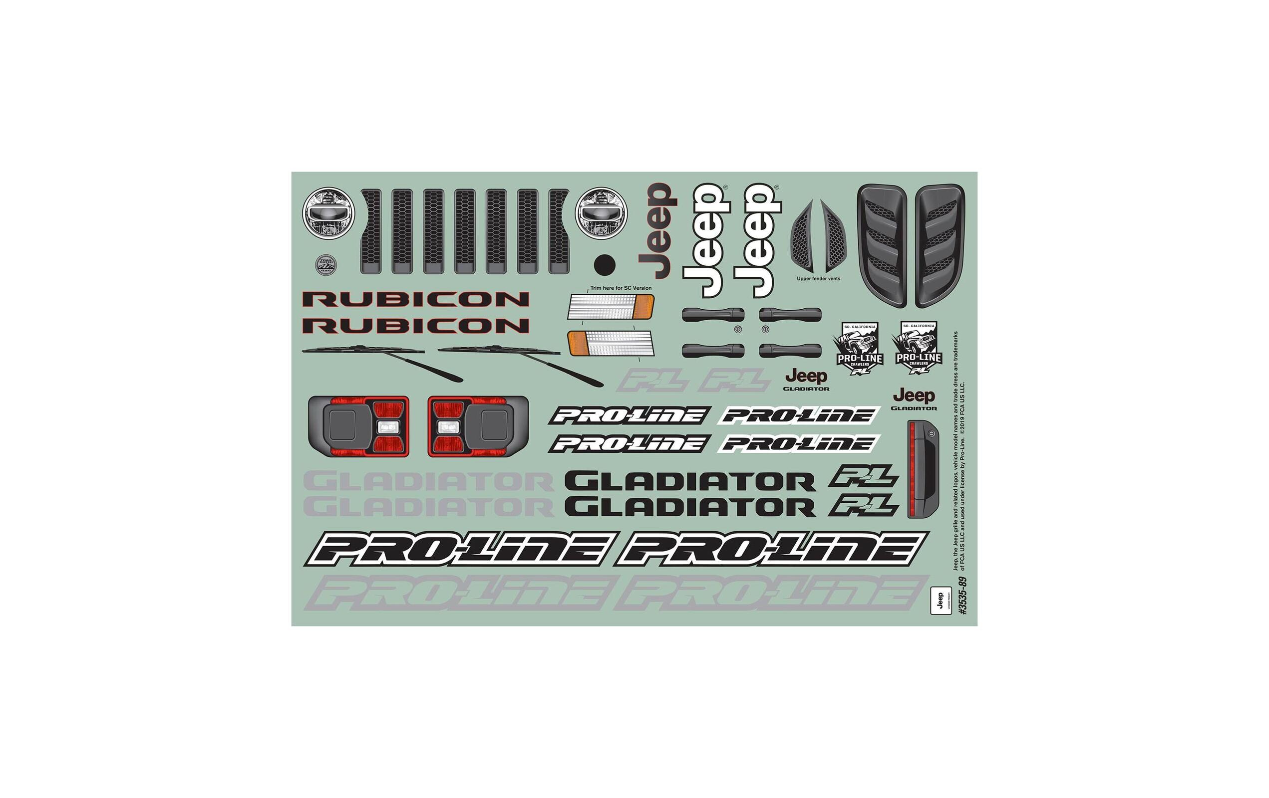 Karosserie Jeep Gladiator Rubicon unlackiert, 1:10Karosserie für Short Course und Monster Trucks
