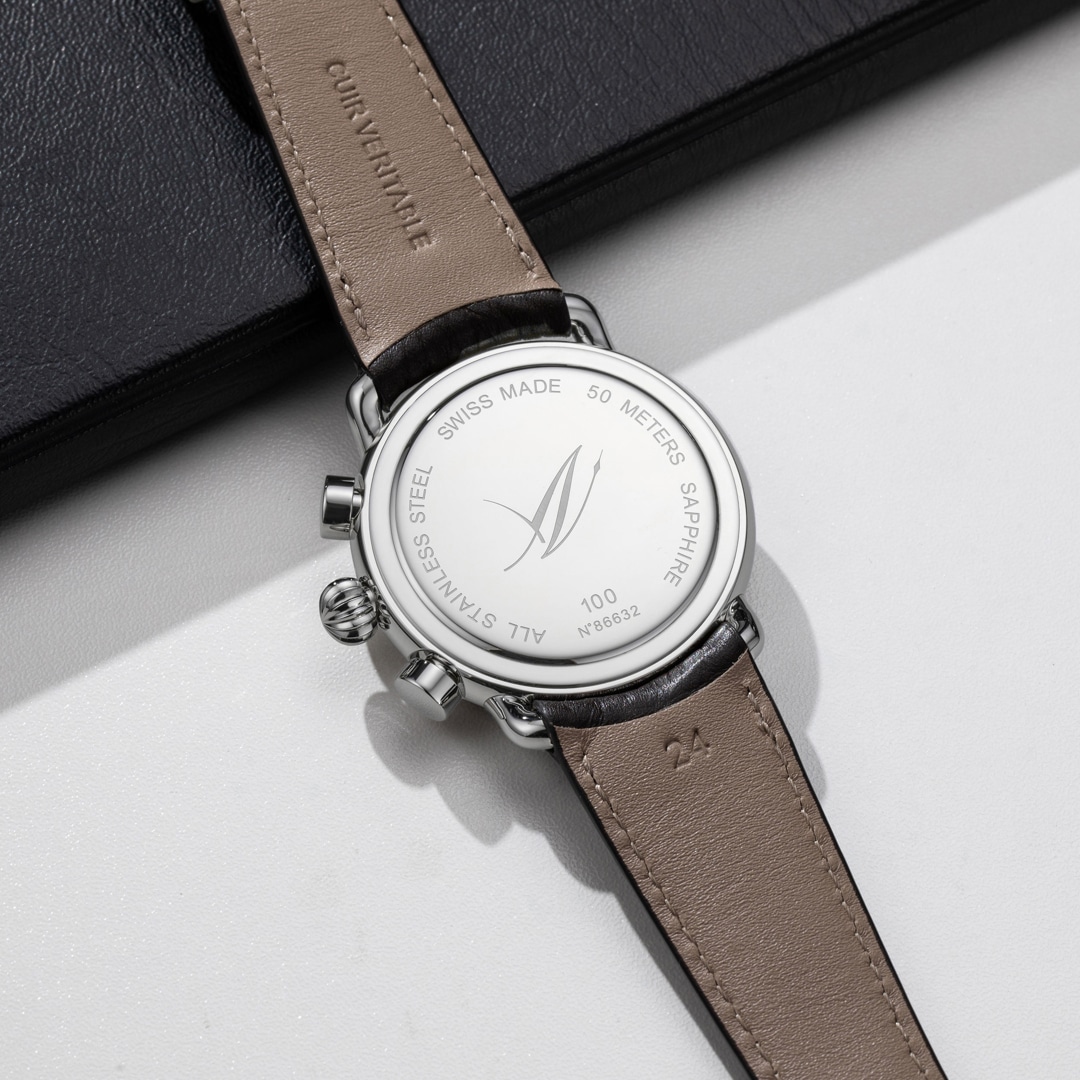 Aerowatch 1942 Quartz Chrono Leder Braun / Silbrig Ø 44mm