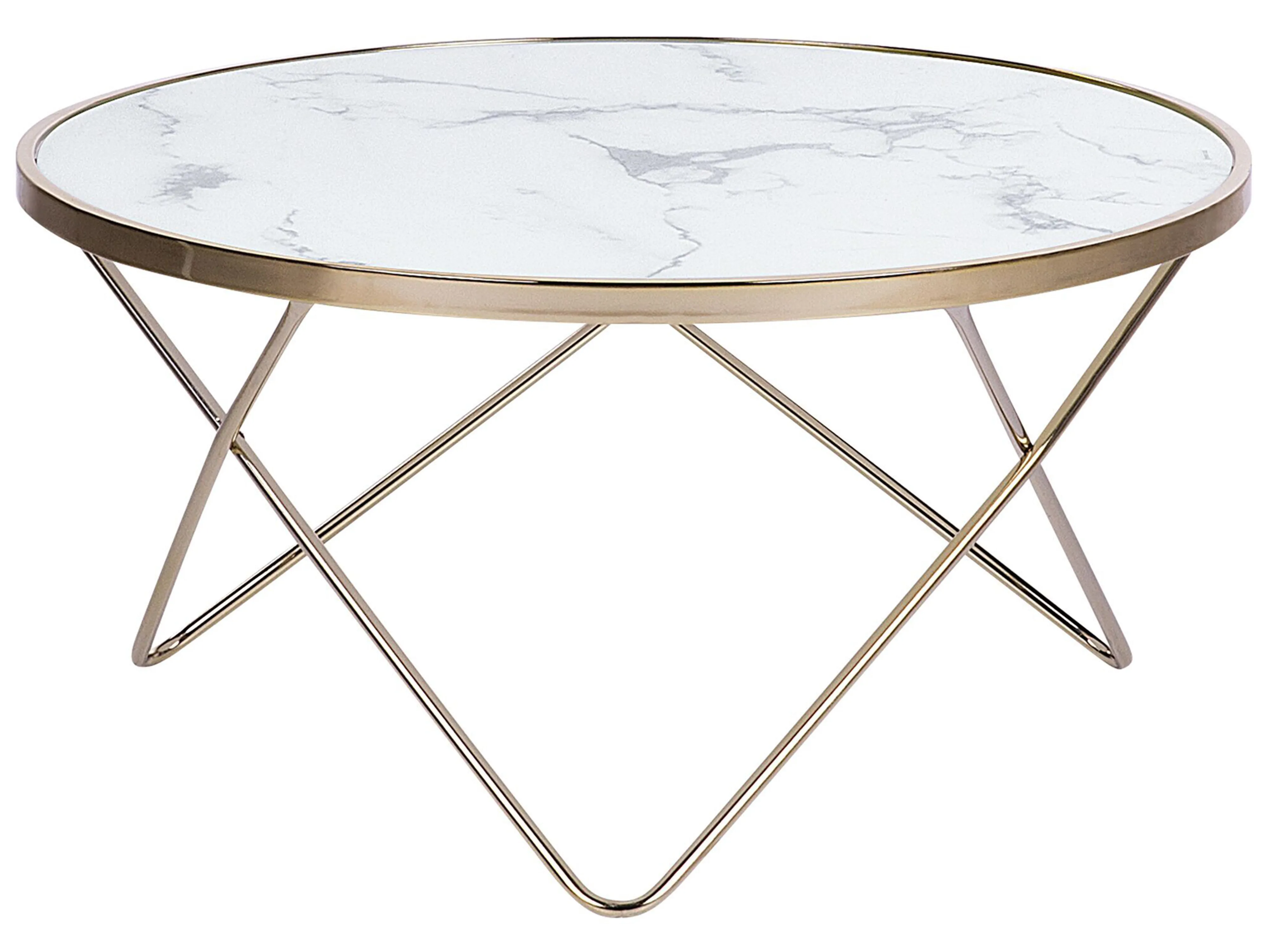 Salontafel MERIDIAN Veiligheidsglas Marmer/goud
