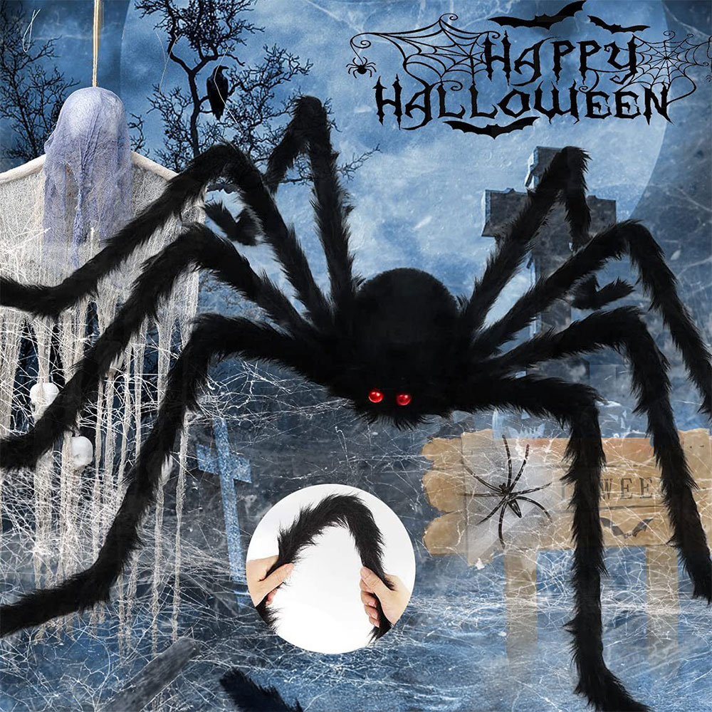 (25x17cm) Halloween Grusel Spinne Home Deko Monsterspinne mit Roten Augen - Schwarz