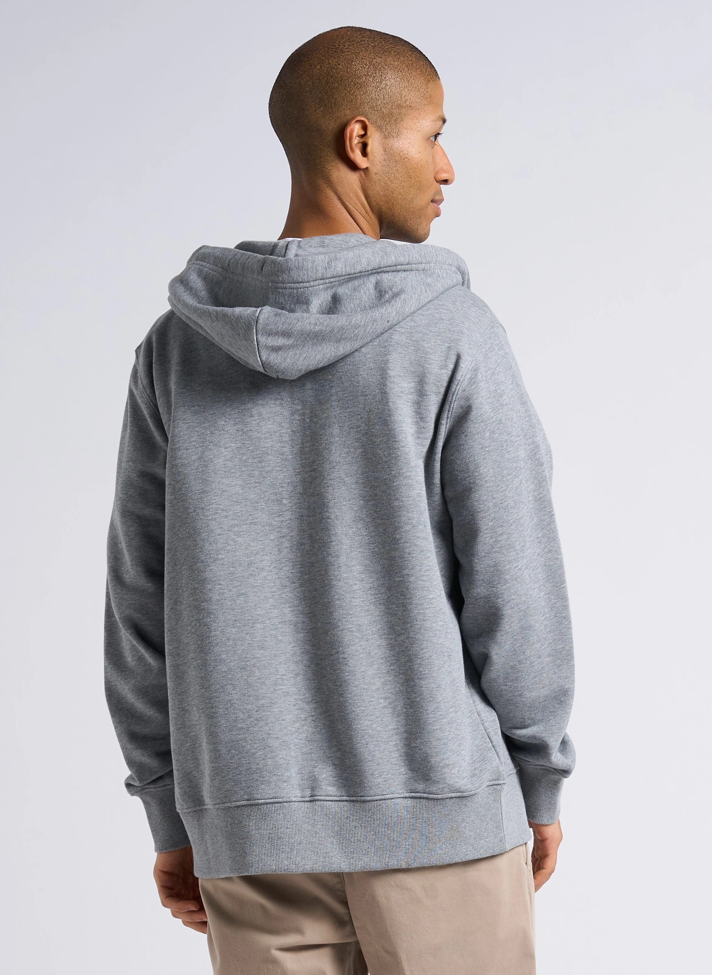 Sweat droit zippé à capuche en coton mélangé | Gris