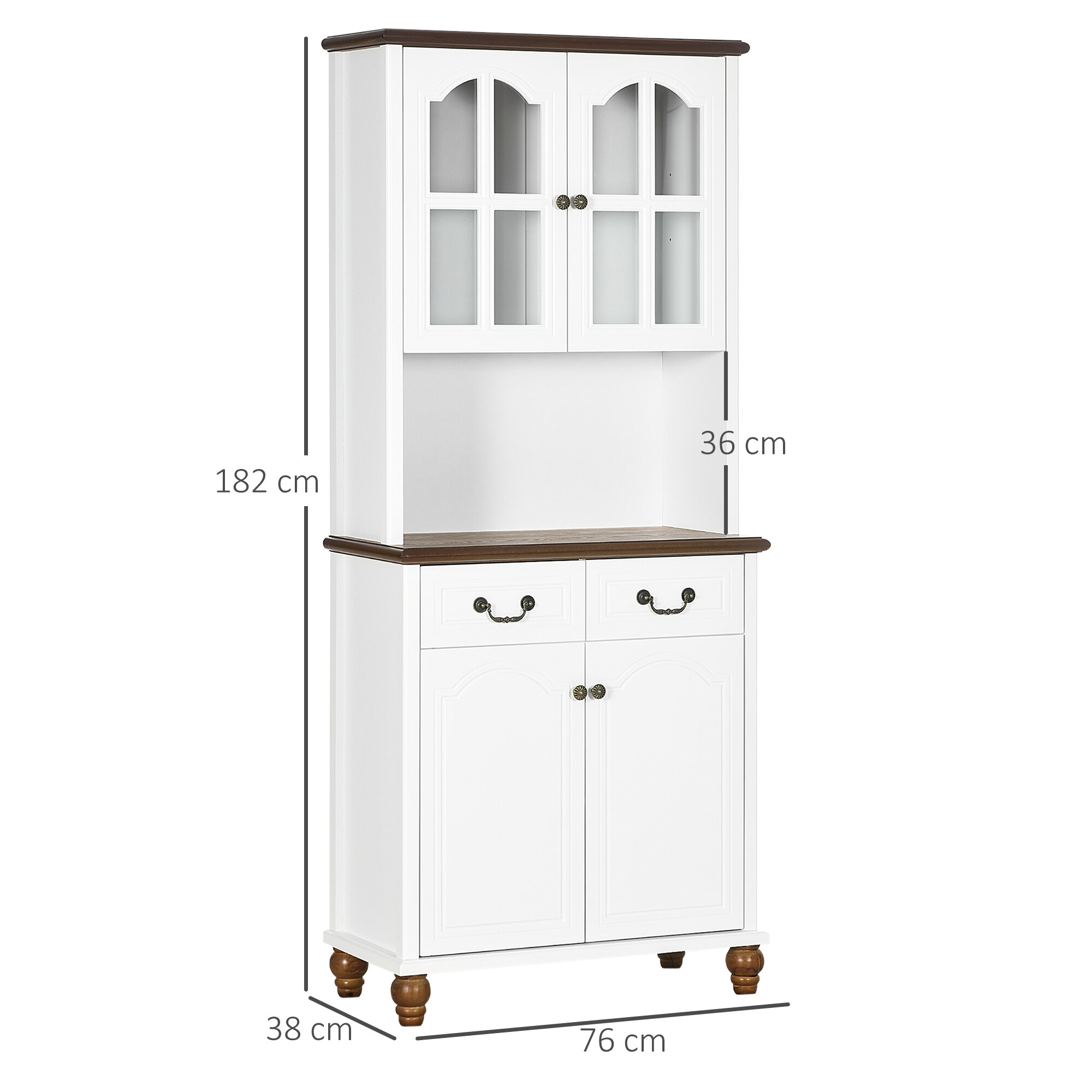 HOMCOM Küchenschrank mit Schubladen weiß 76L x 38B x 182H cm