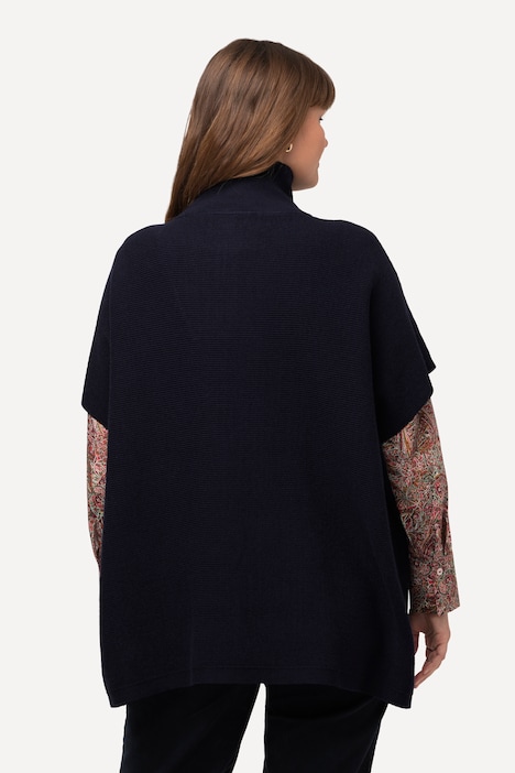 Poncho, Troyerkragen, Zipper, Oversized, Halbarm