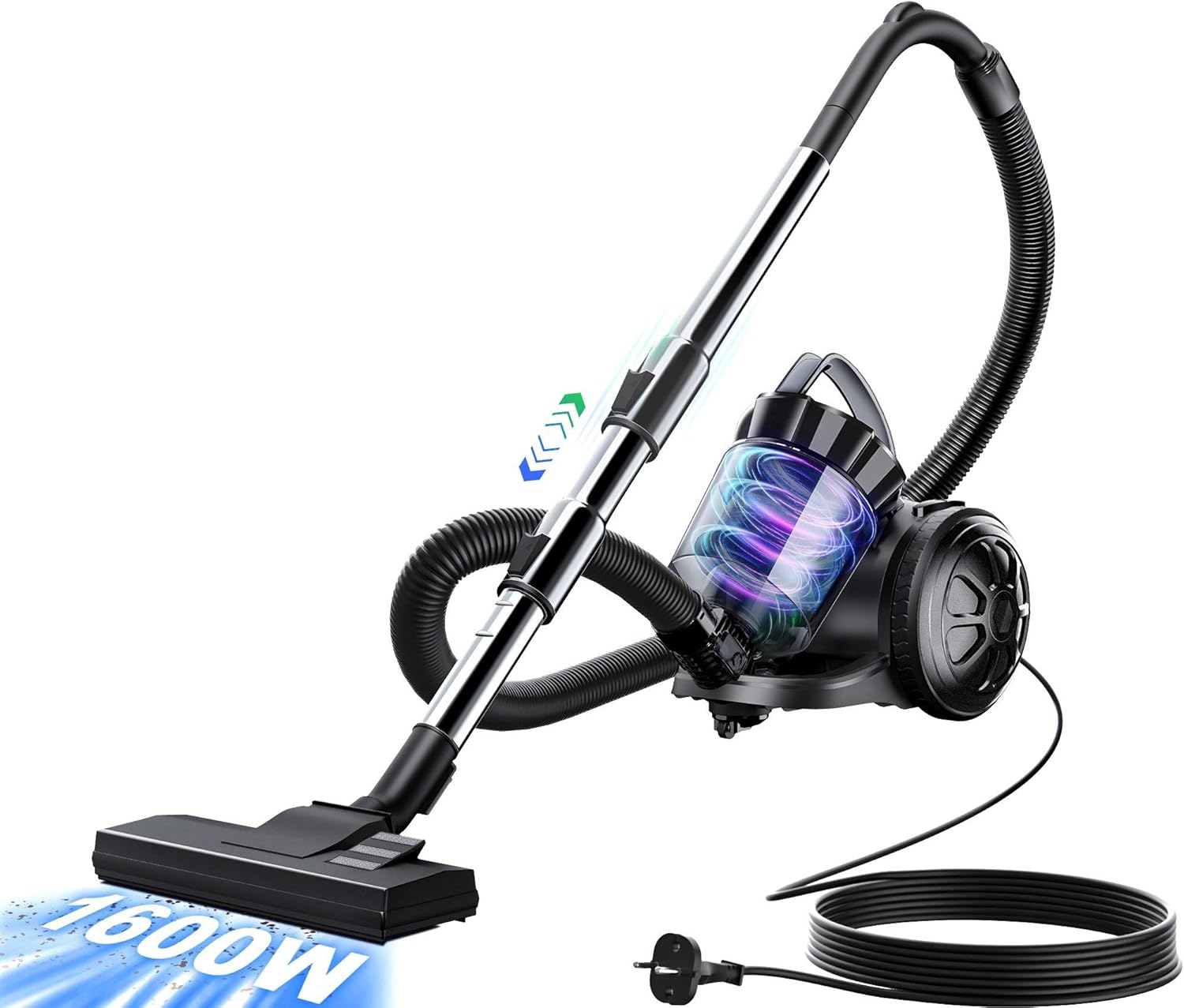 Staubsauger, Bodenstaubsauger, 1600W Beutelloser Staubsauger | 70dB | | HEPA Filter Bodendüse für Parkett, Teppich, Fliesenleistungsstarker