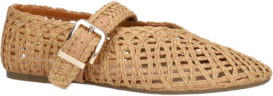 Manfield Dames Beige raffia ballerina's