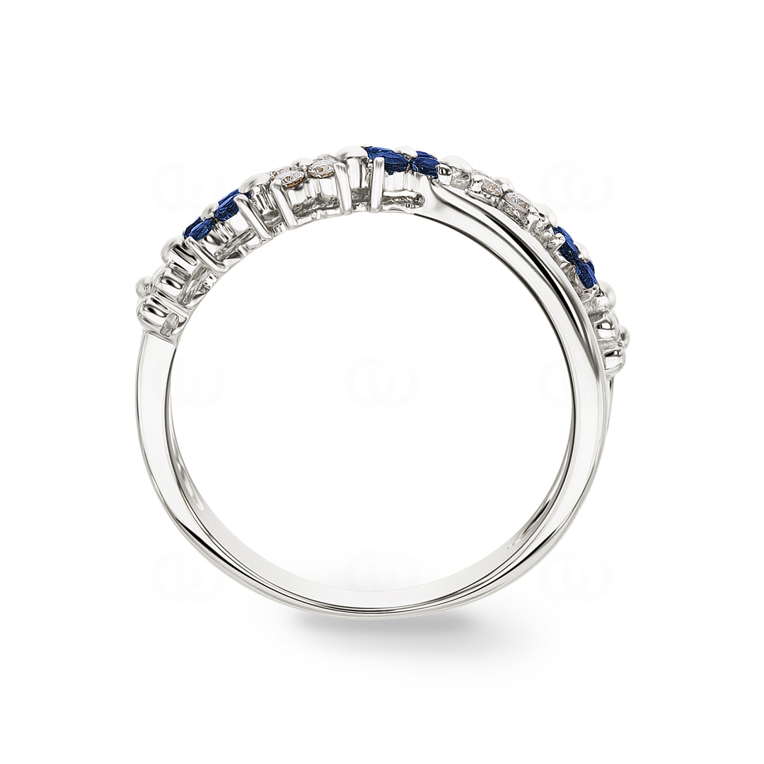 Ring 750/18 K Weissgold mit Saphiren & Diamanten 0.11 ct H/si
