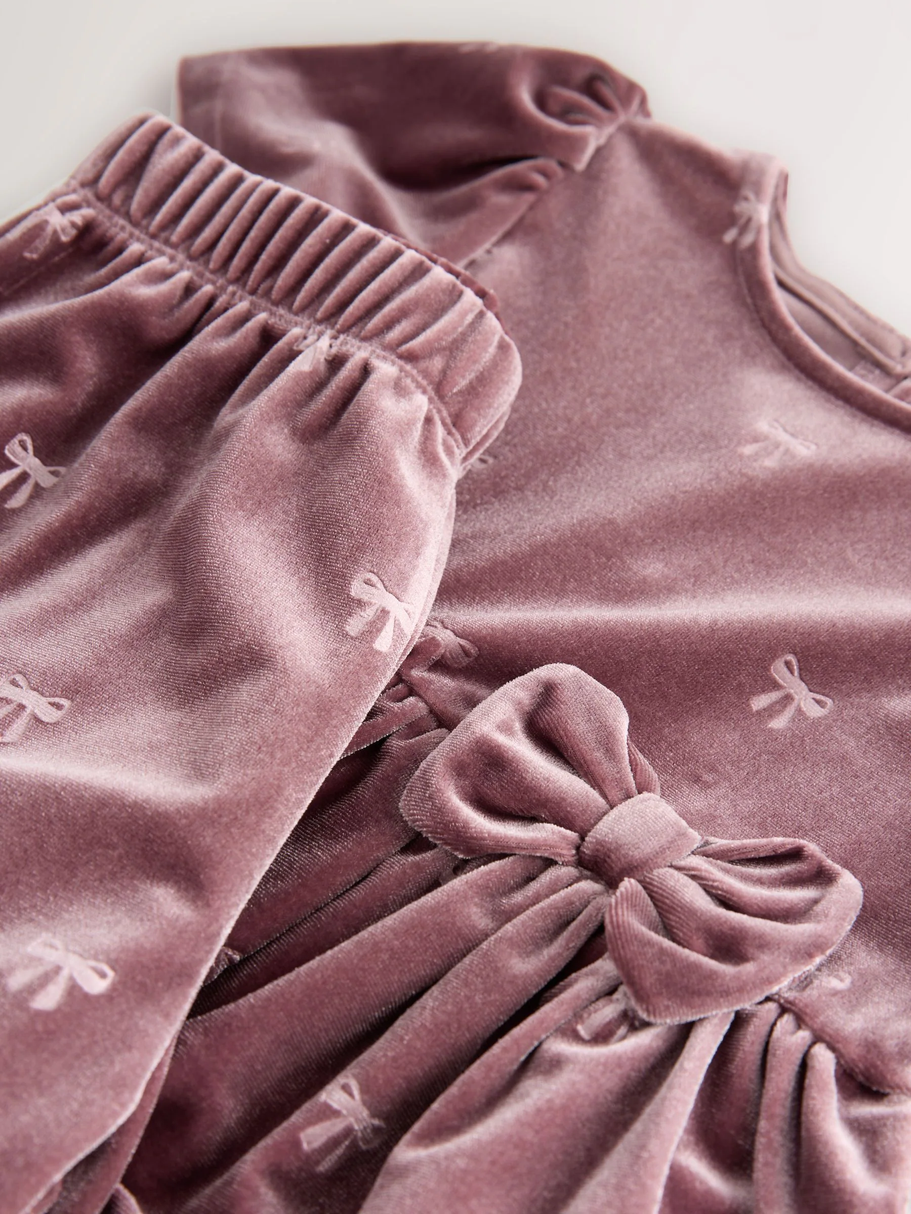 Mink Pink Bow - Velvet Co-ord Set (3mths-8yrs)
