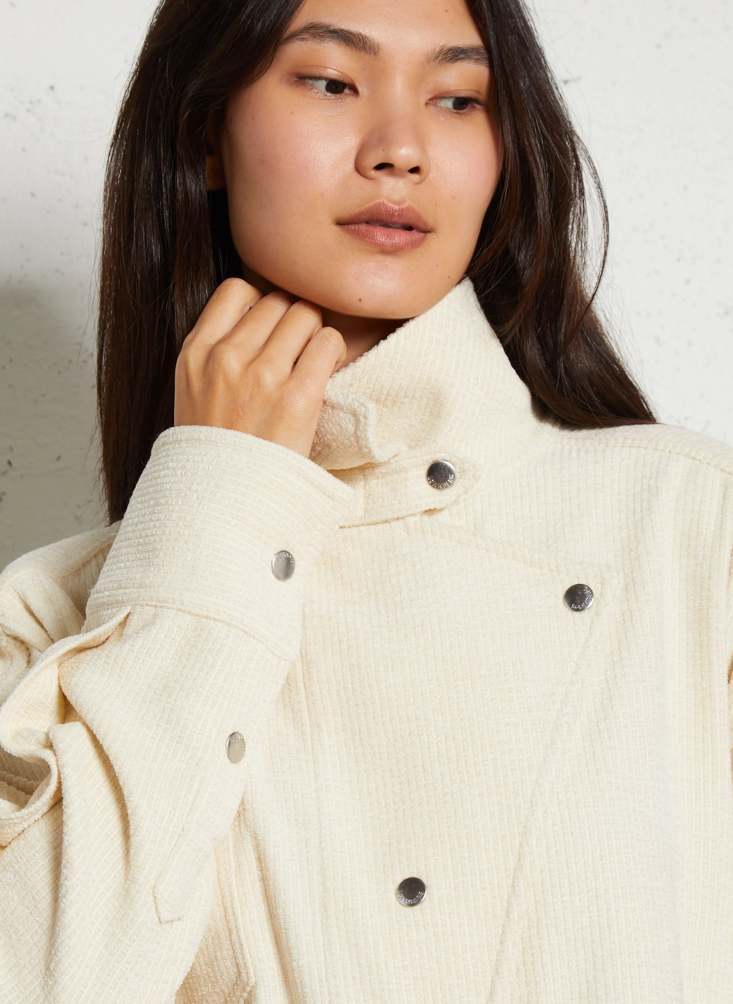 EGAN - Veste côtelée oversize col classique en coton | Blanc