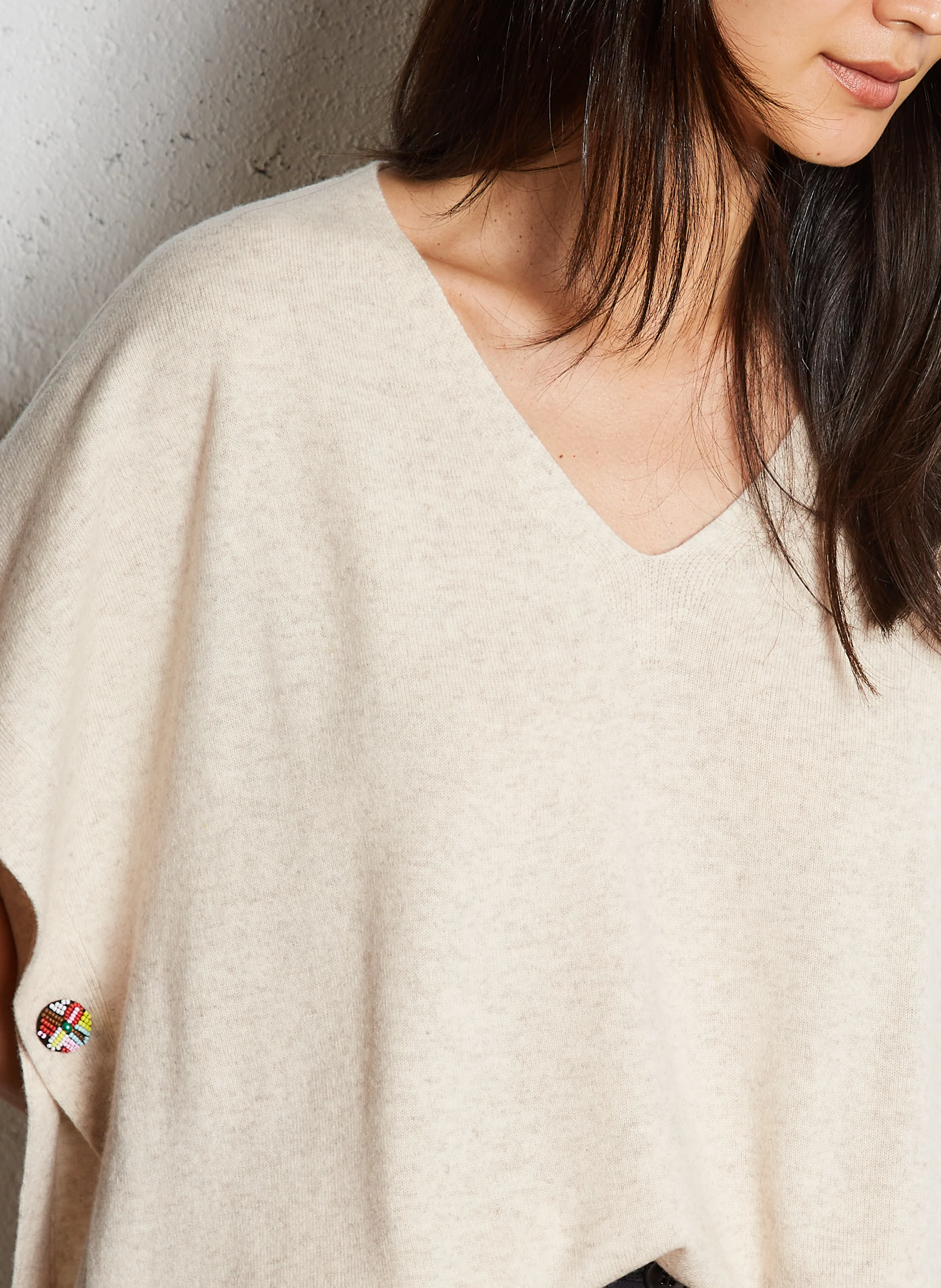 KATIE - Poncho en laine de mérinos | Marron