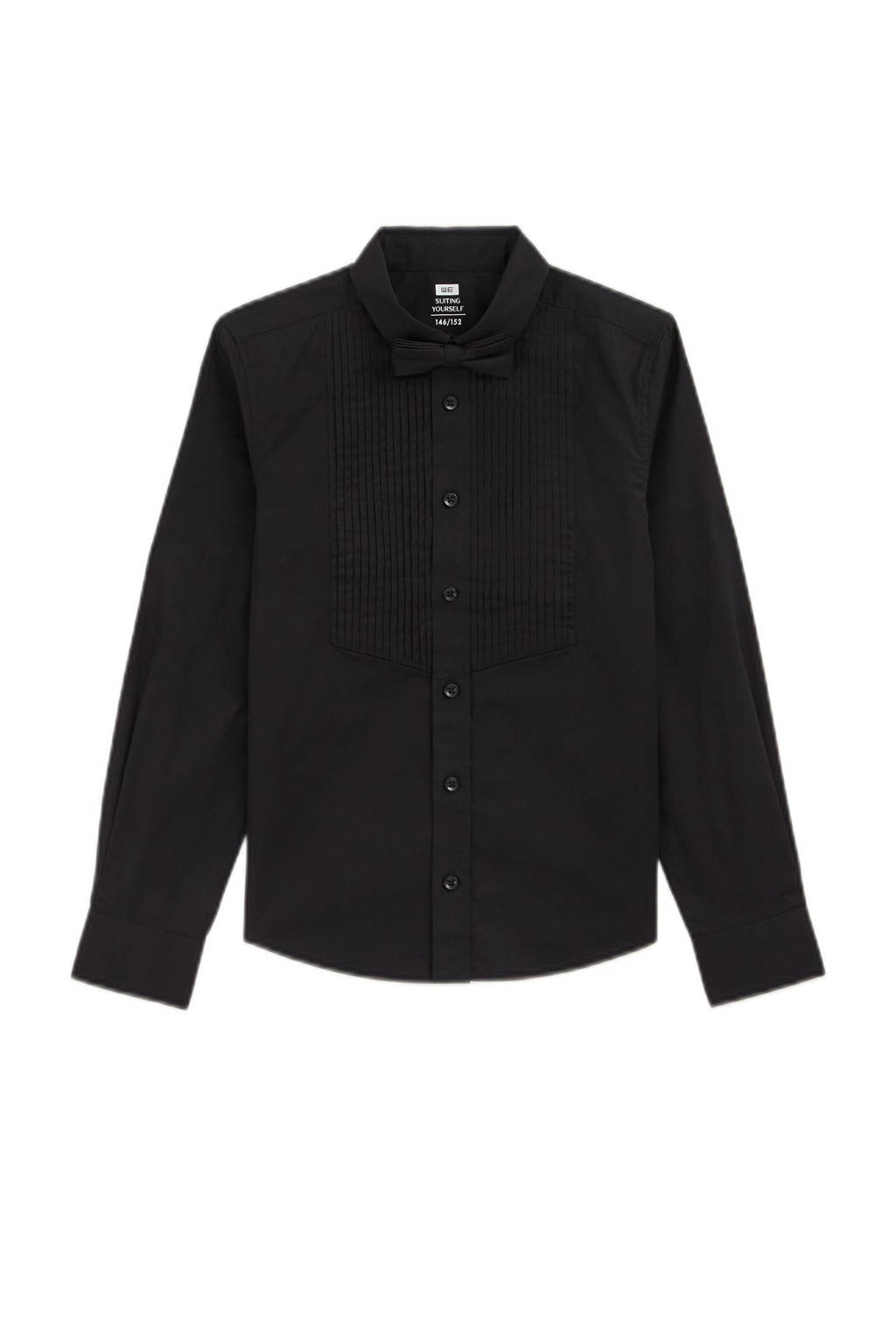 WE Fashion overhemd met vlinderstrik zwart