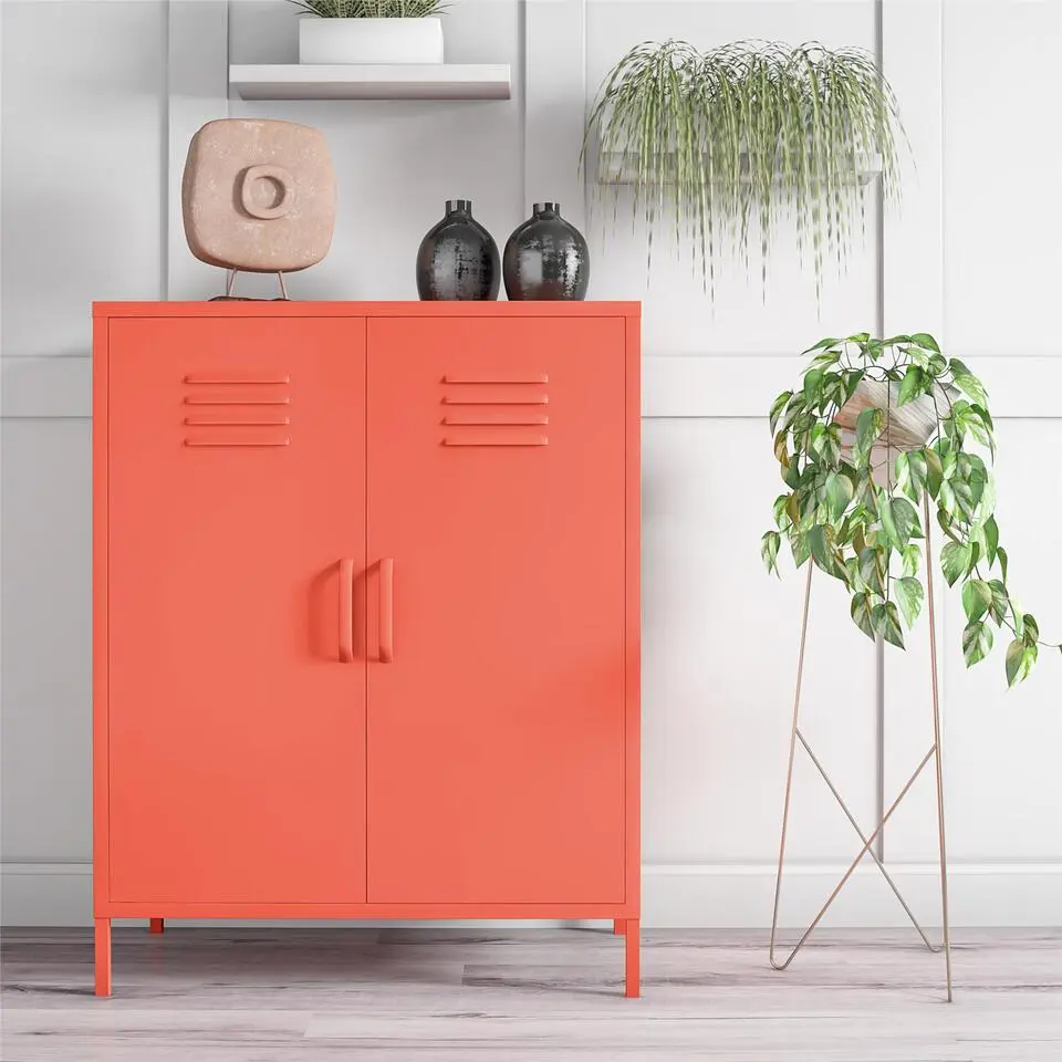 Cache - Kledingkast met 2 oranje metalen deuren