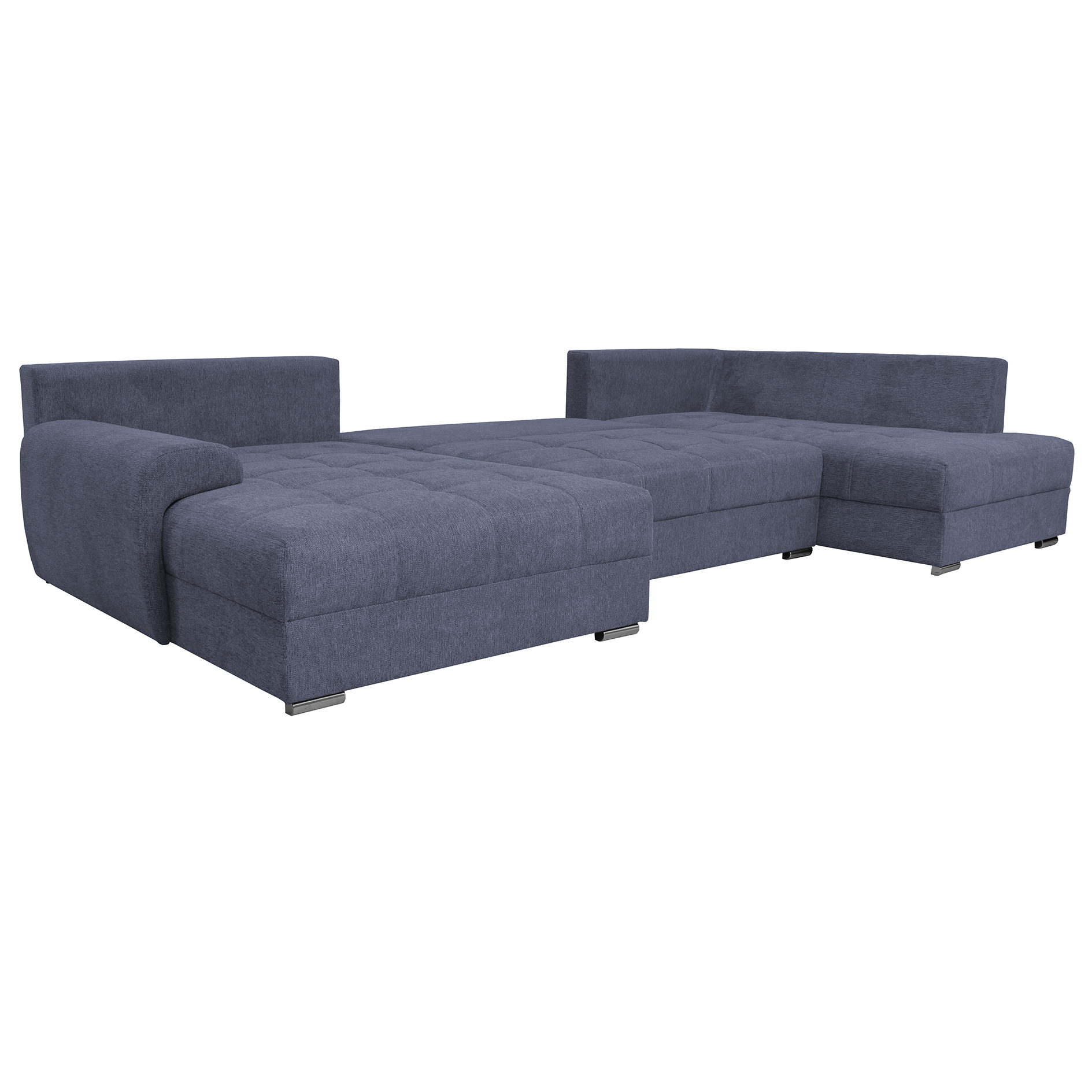 Wohnlandschaft - navy - Liegefunktion und Staukasten - Recamiere links