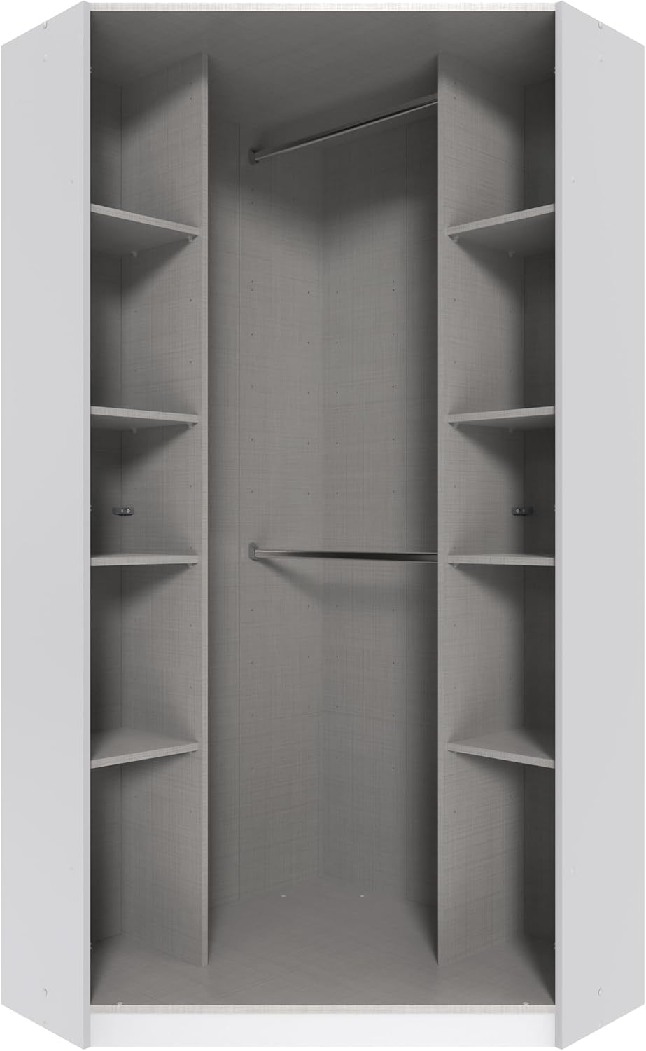 möbelando Eckkleiderschrank >Clack< in Hochglanz Lack Weiss - 95x198x95cm (BxHxT)