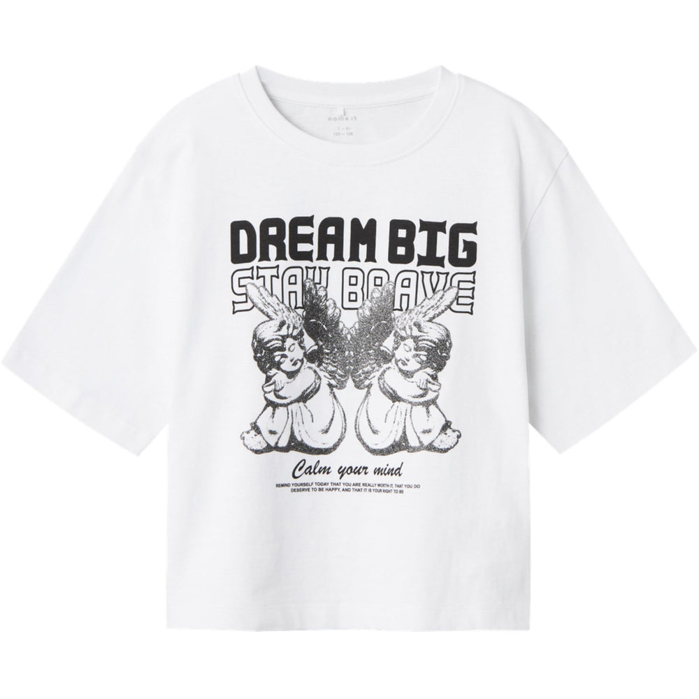 Køb Name It Bright White Rusa 2/4 Regular T-Shirt