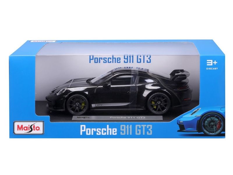 Maisto Sportwagen Porsche 911 GT3 2022 1:18, Schwarz Sammlermodell im Massstab 1:18