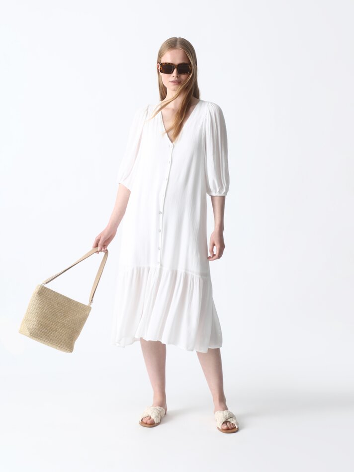 Vestido midi fluido - Branco
