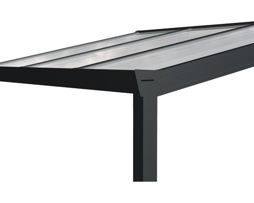 Terrasoverkapping Expert met opaal polycarbonaat, 300 x 250 cm, antraciet structuur