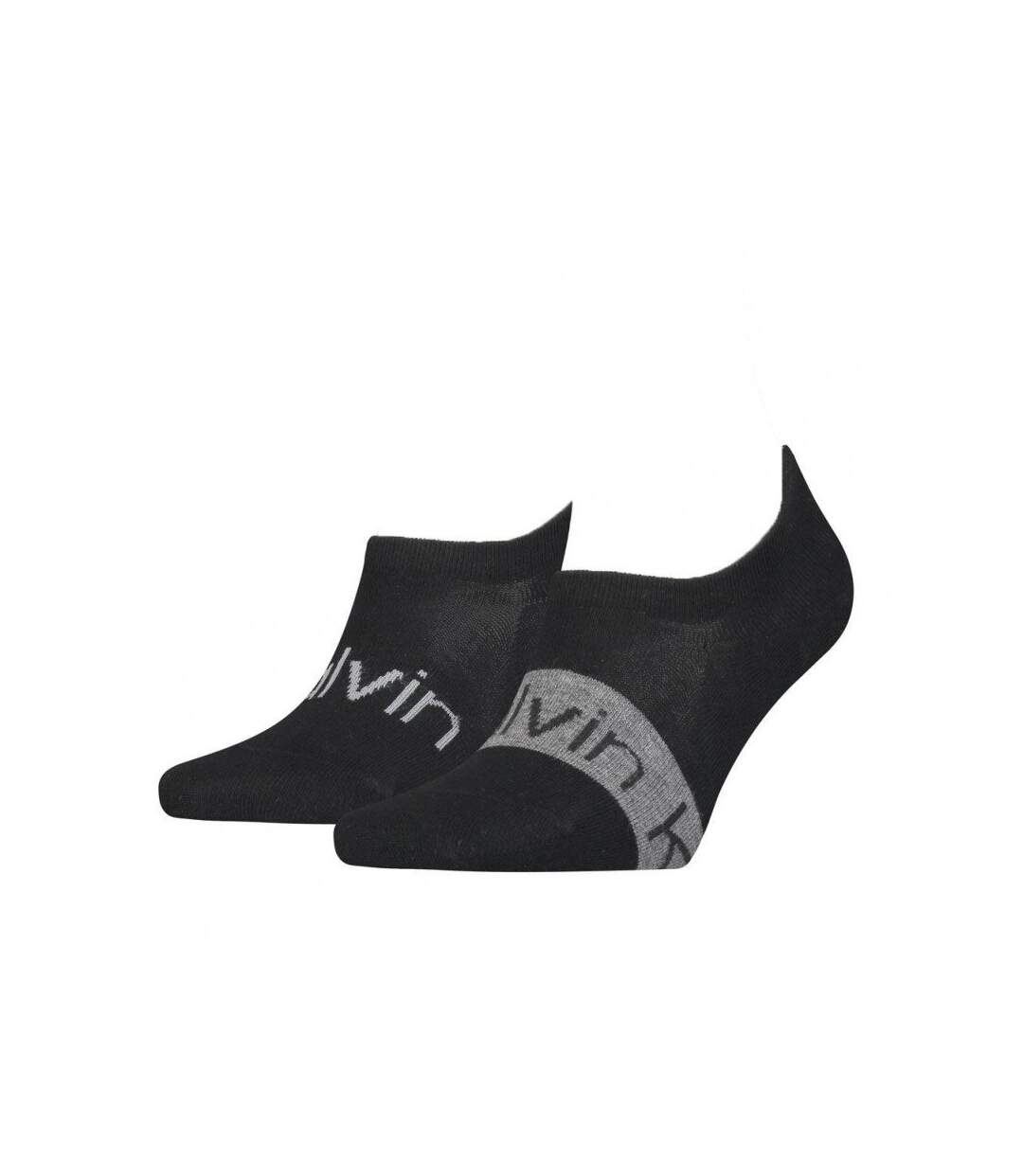 CALVIN KLEIN Lot de 2 paires de Socquettes Homme Coton RIBBON Noir
