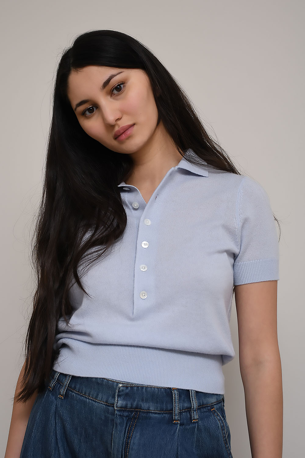 Wool knitted polo