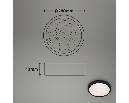 LED plafondlamp 18W 2000 lm 4000K Ø 28 cm Runa zwart + sterrenhemel