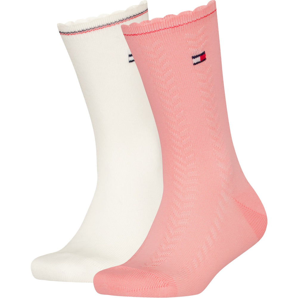 Køb Tommy Hilfiger Soft Pink Kids Strømper 2-pak 3D Cable | Luksusbaby