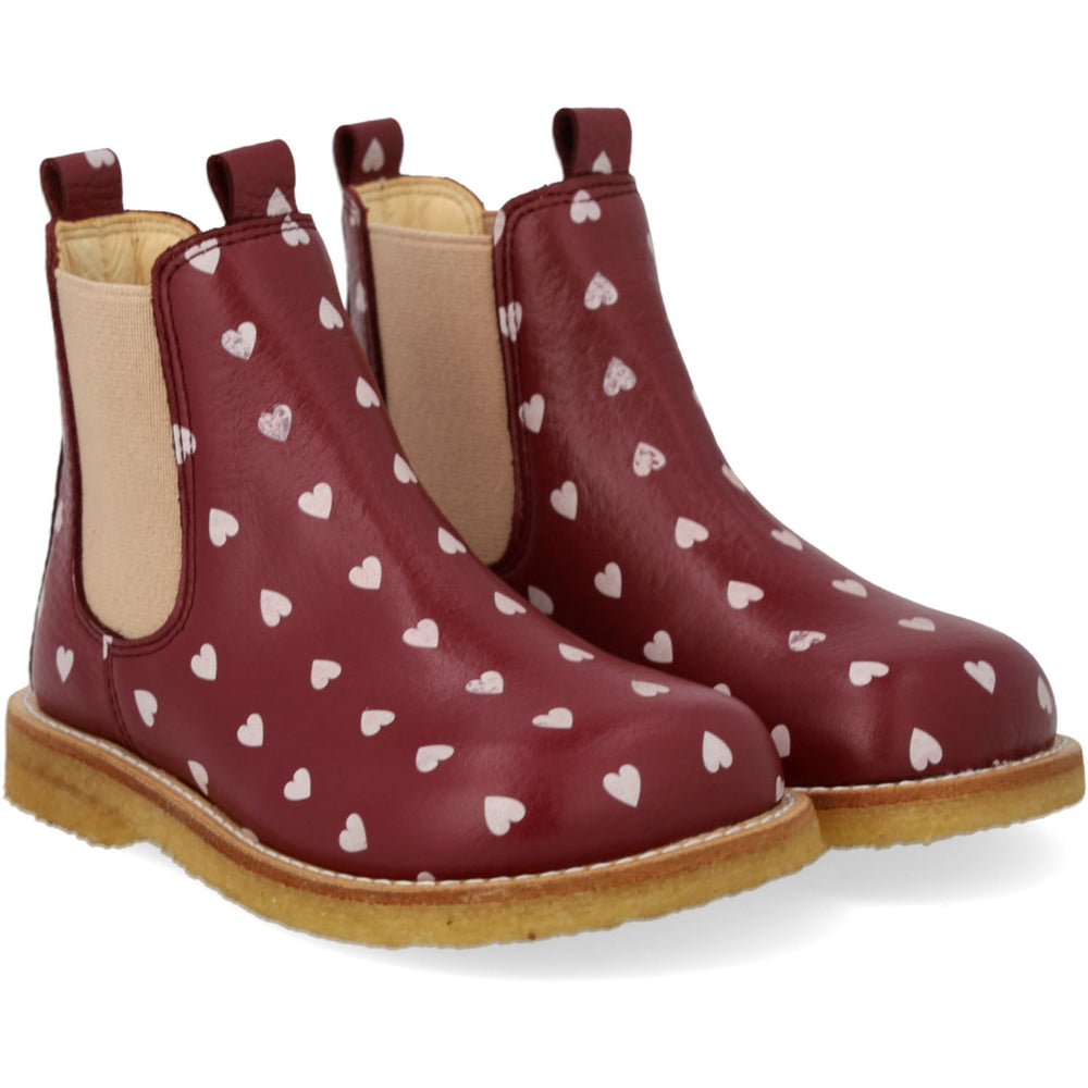 Køb Angulus Berry Hearts/Rose Elastic Chelsea Støvle Med Print