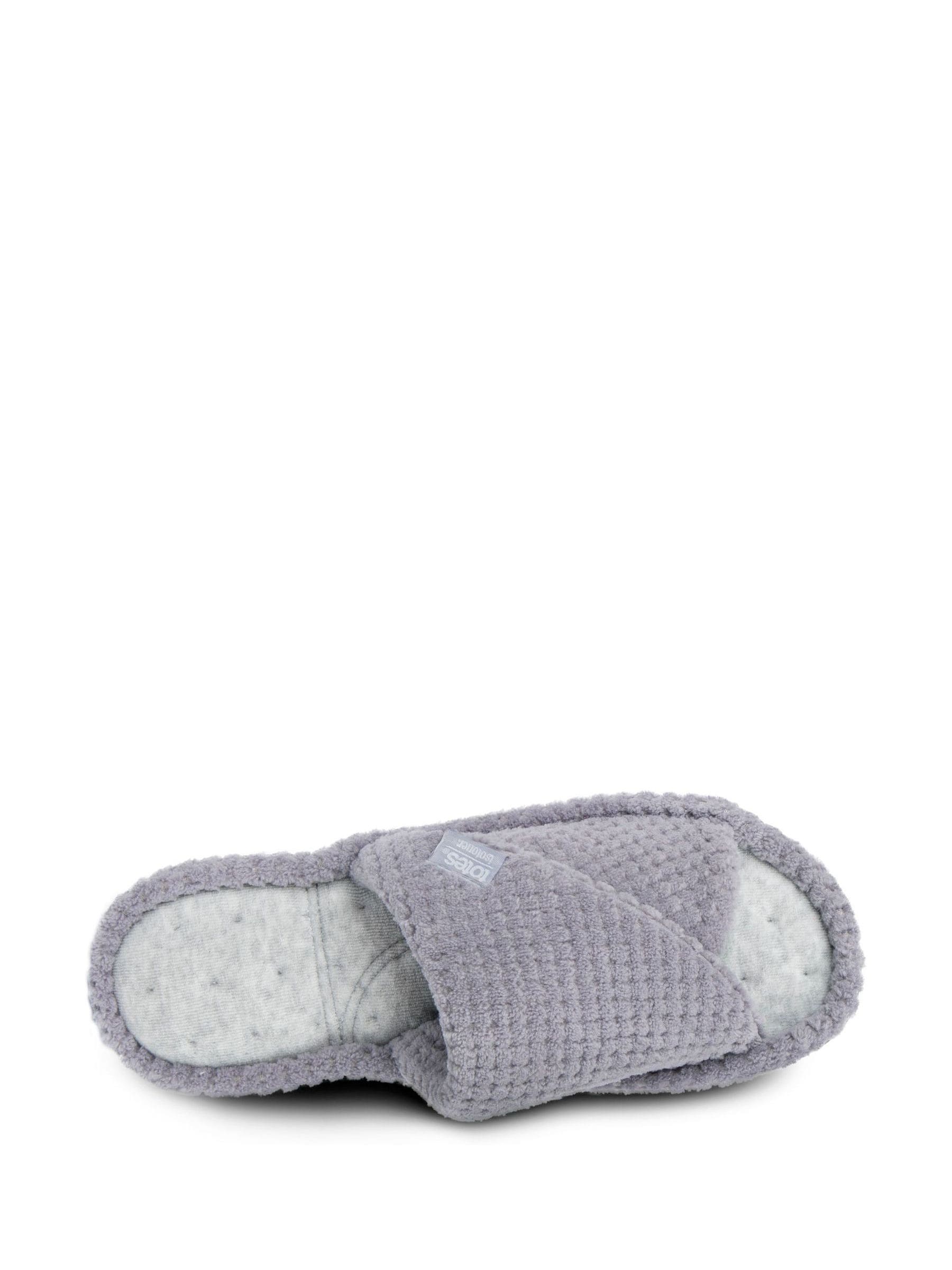 Grijs - Totes - Isotoner Popcorn Turnover pantoffels met open neus voor dames
