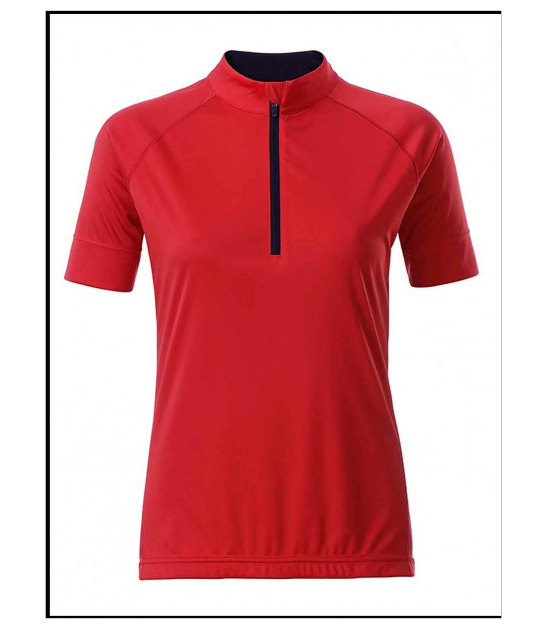maillot cycliste demi zip - FEMME - JN513 - rouge tomate