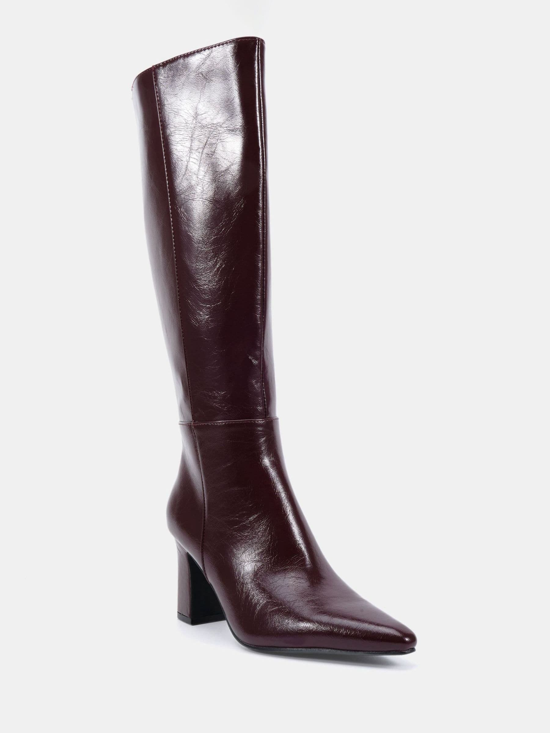 Rood - Novo Wide Fit Gala Point Toe Block Heel Knee Boots