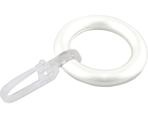 Gordijnring met haak, wit, Ø 13 mm, 10 stuks.