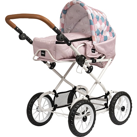 BRIO Kombi dukkevogn, dråbemønster, pink