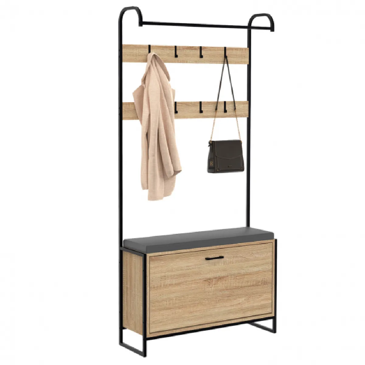 Idmarket MARKET Vestiaire LUIS bois et noir