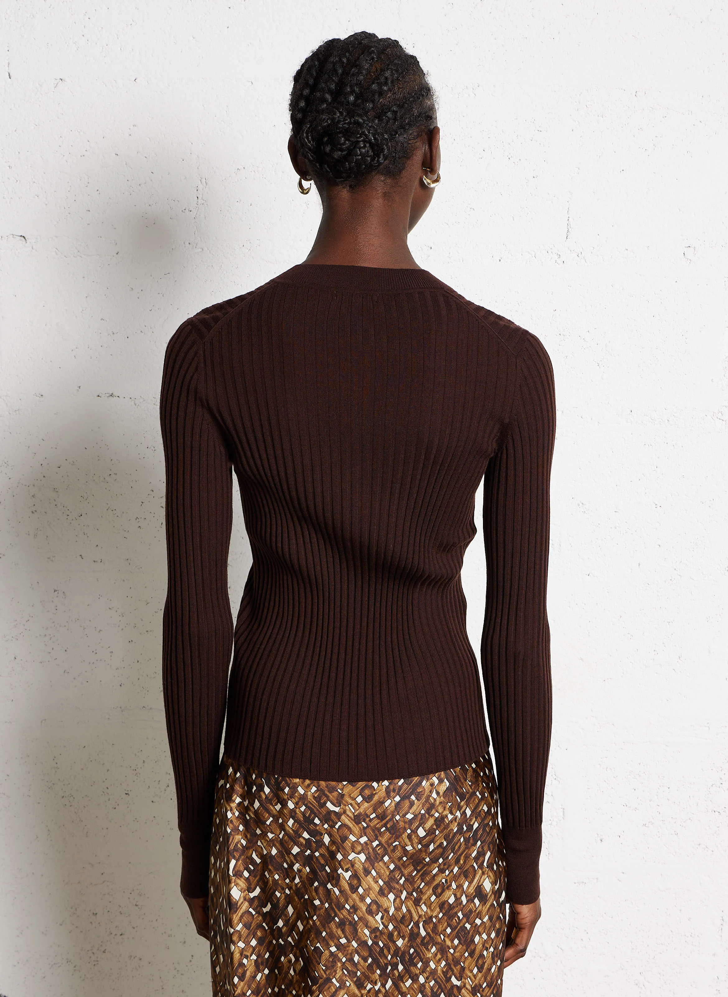 BUFFALO - Pull col rond en laine de mérinos | Marron