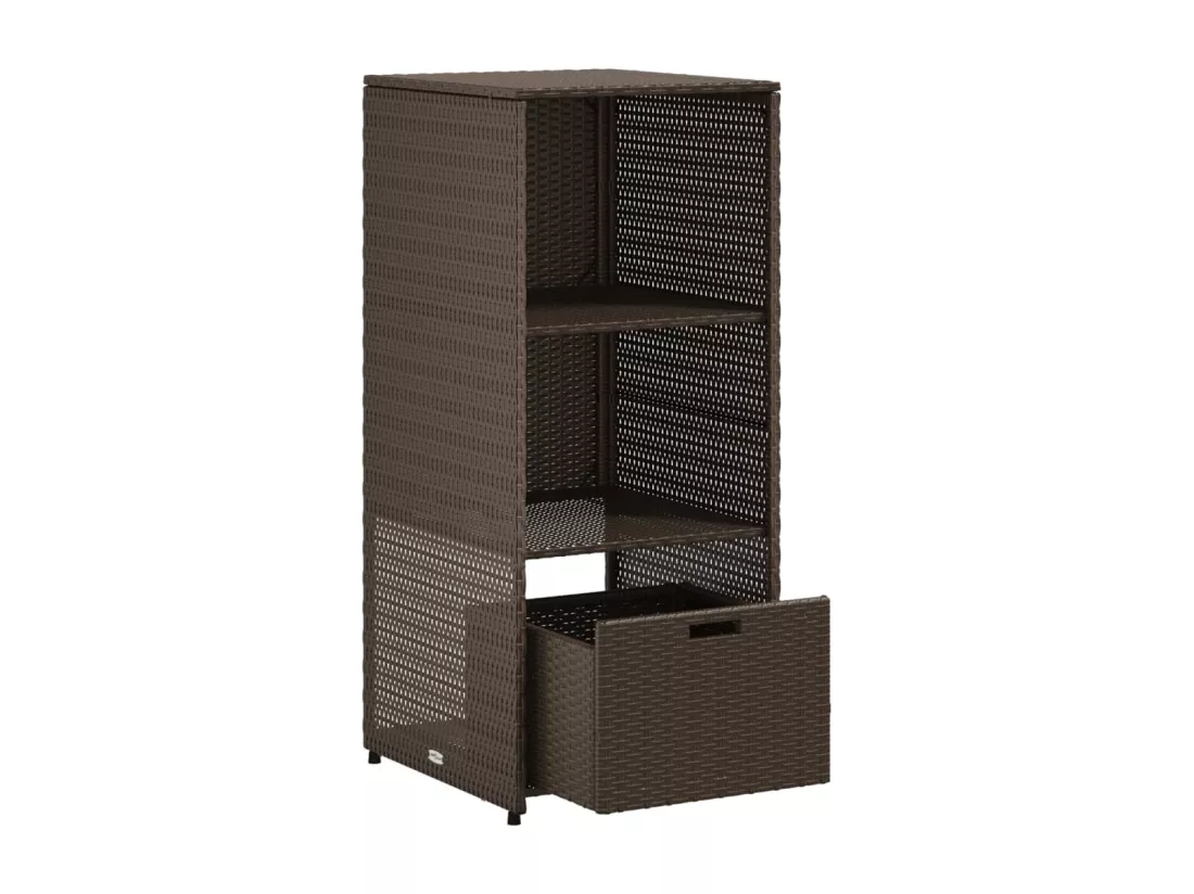 Armoire de rangement jardin marron 50x55x115 cm résine tressée