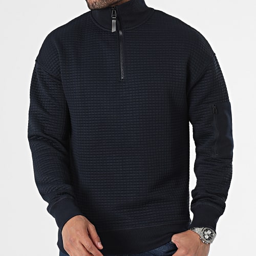 Sweat Col Montant Zippé Black Bleu Marine