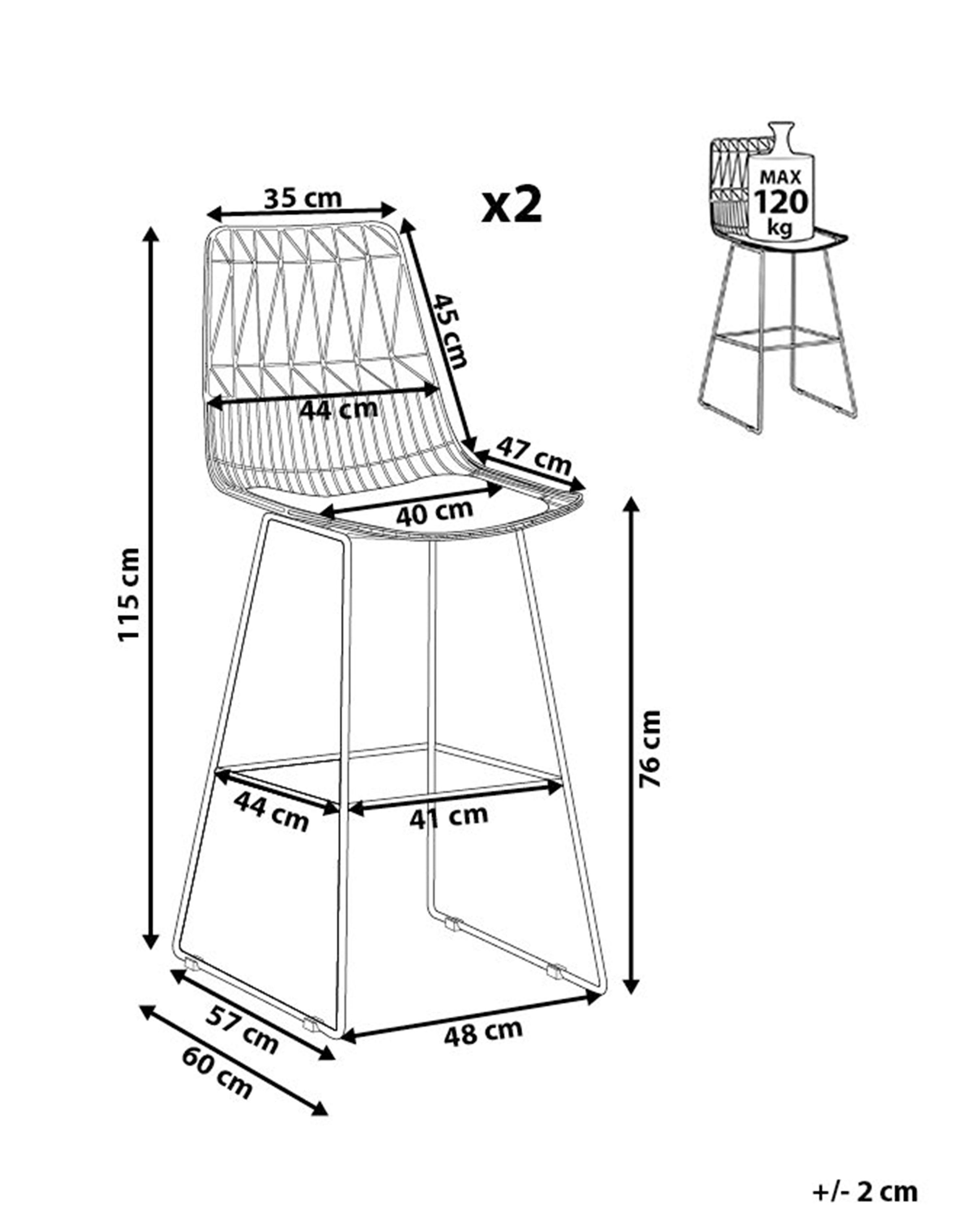 Set van 2 barstoelen PRESTON Metaal Zilver