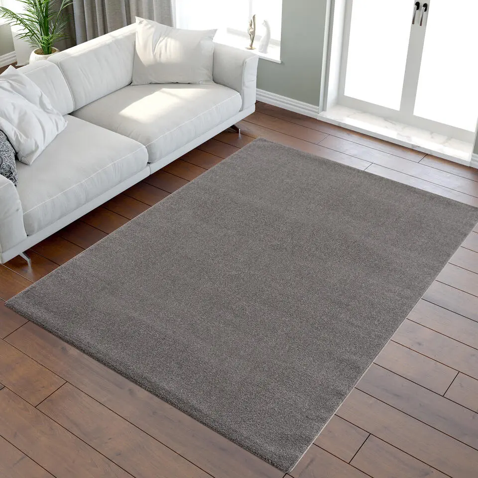 Uni Effen Laagpolig Vloerkleed Modern Grijs - 200x290 CM