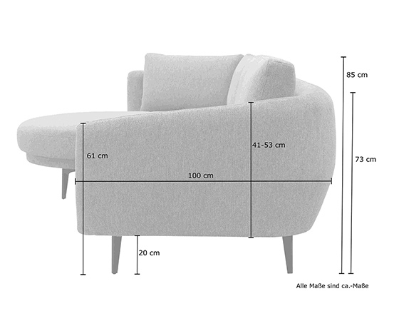 DOMO collection Loungesofa »Toledo«, links, anthrazit