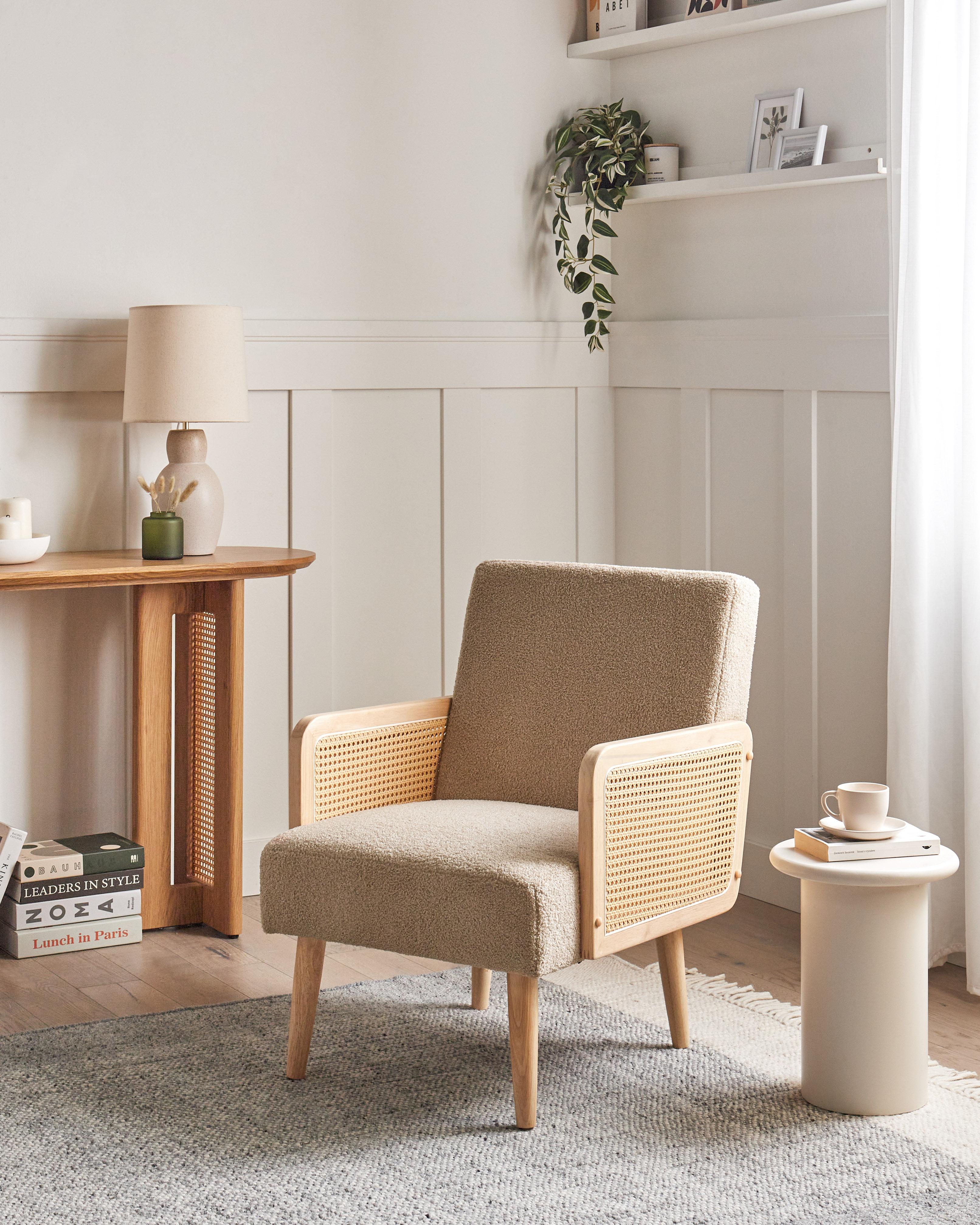 Fauteuil HOJBY Bouclé Zandbeige