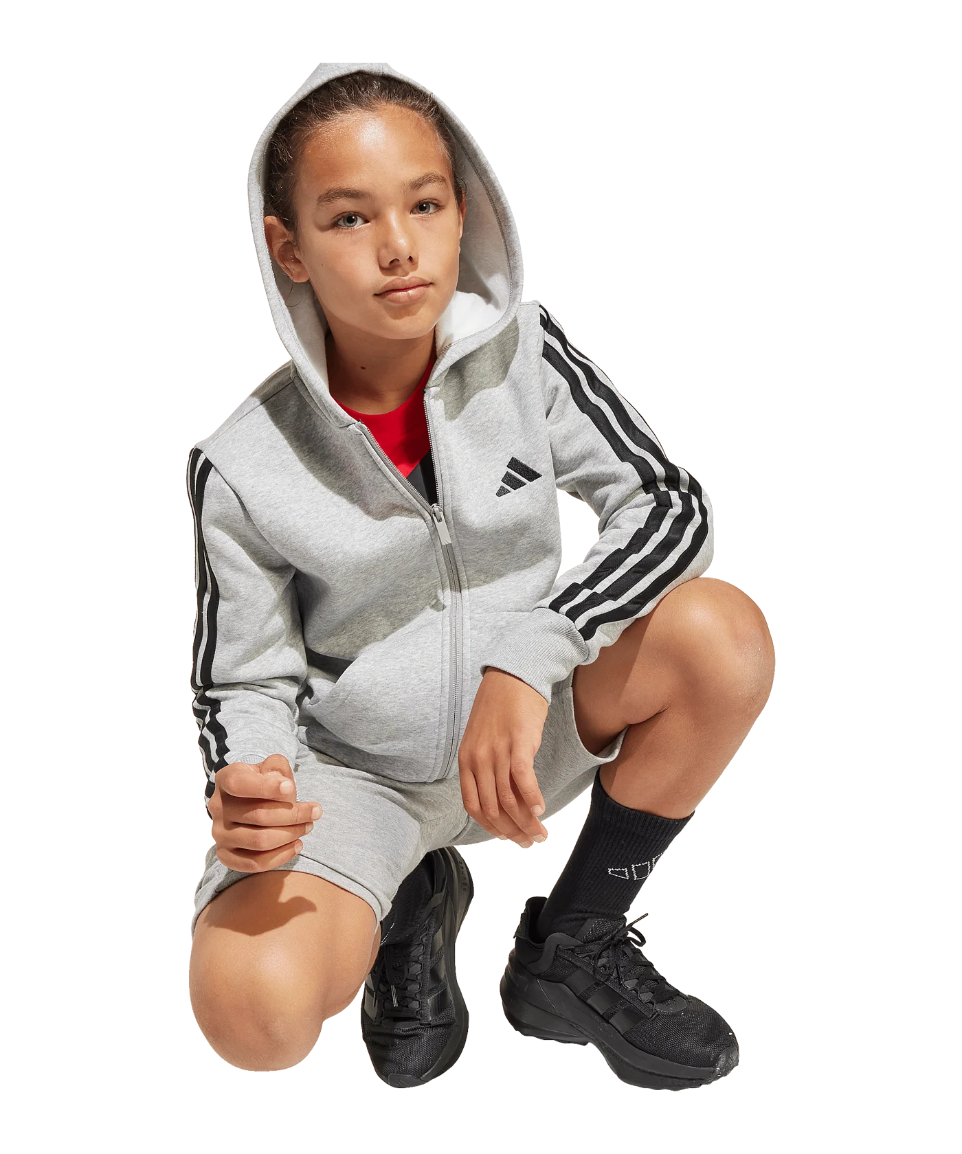 adidas Essentials Kapuzenjacke Kids Grau