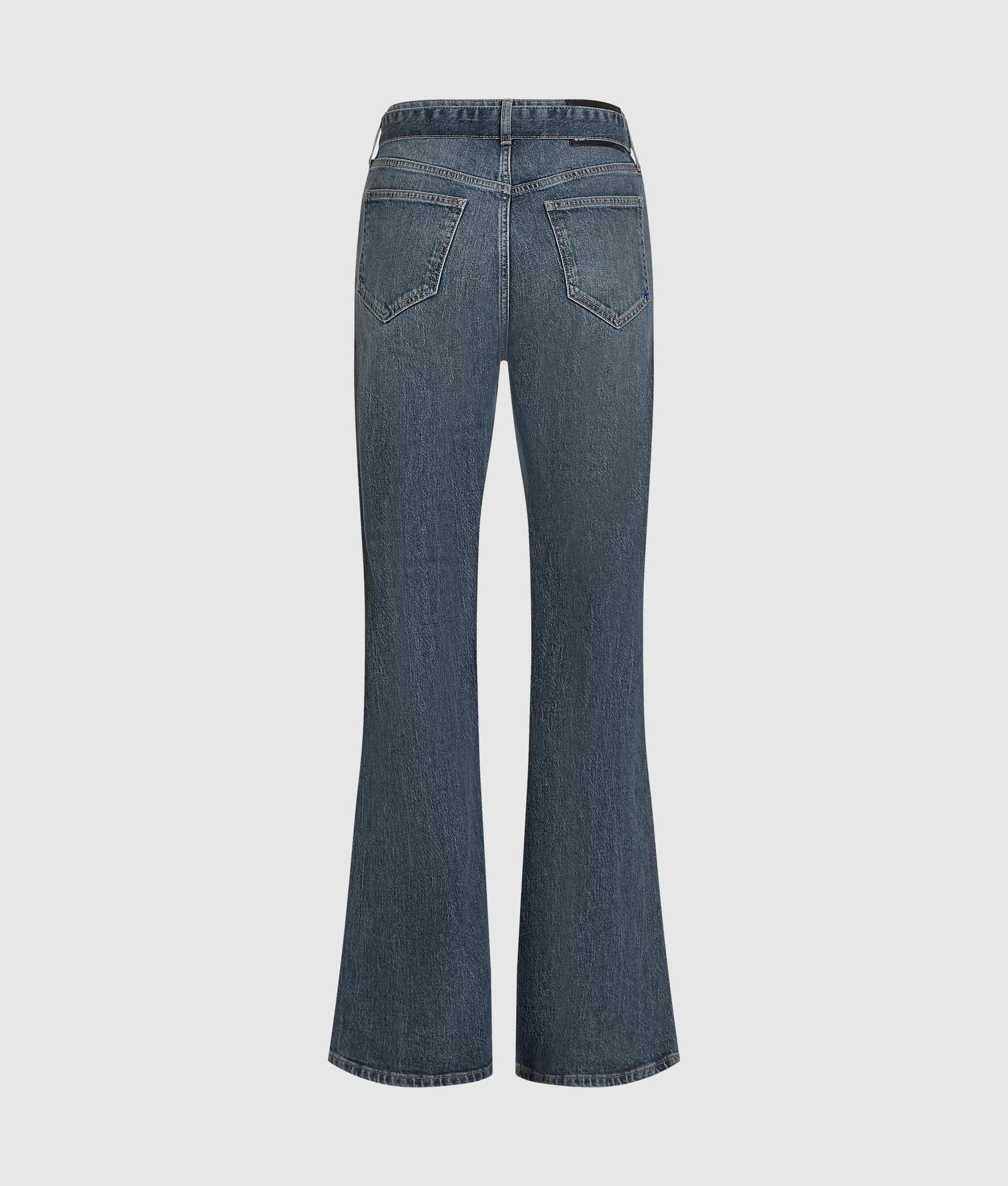 Flared jeans met hoge taille en riem