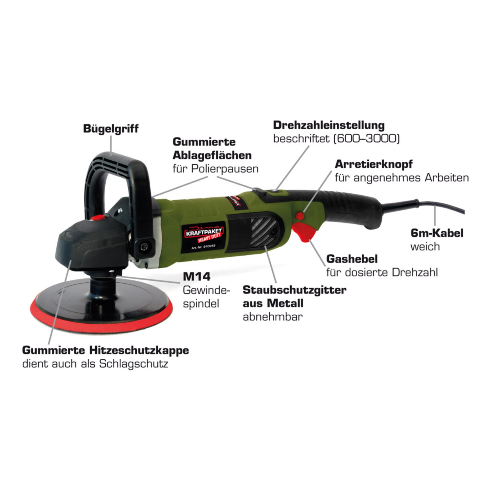 Dino Kraftpaket Heavy Duty Rotations-Poliermaschine 1.400 Watt