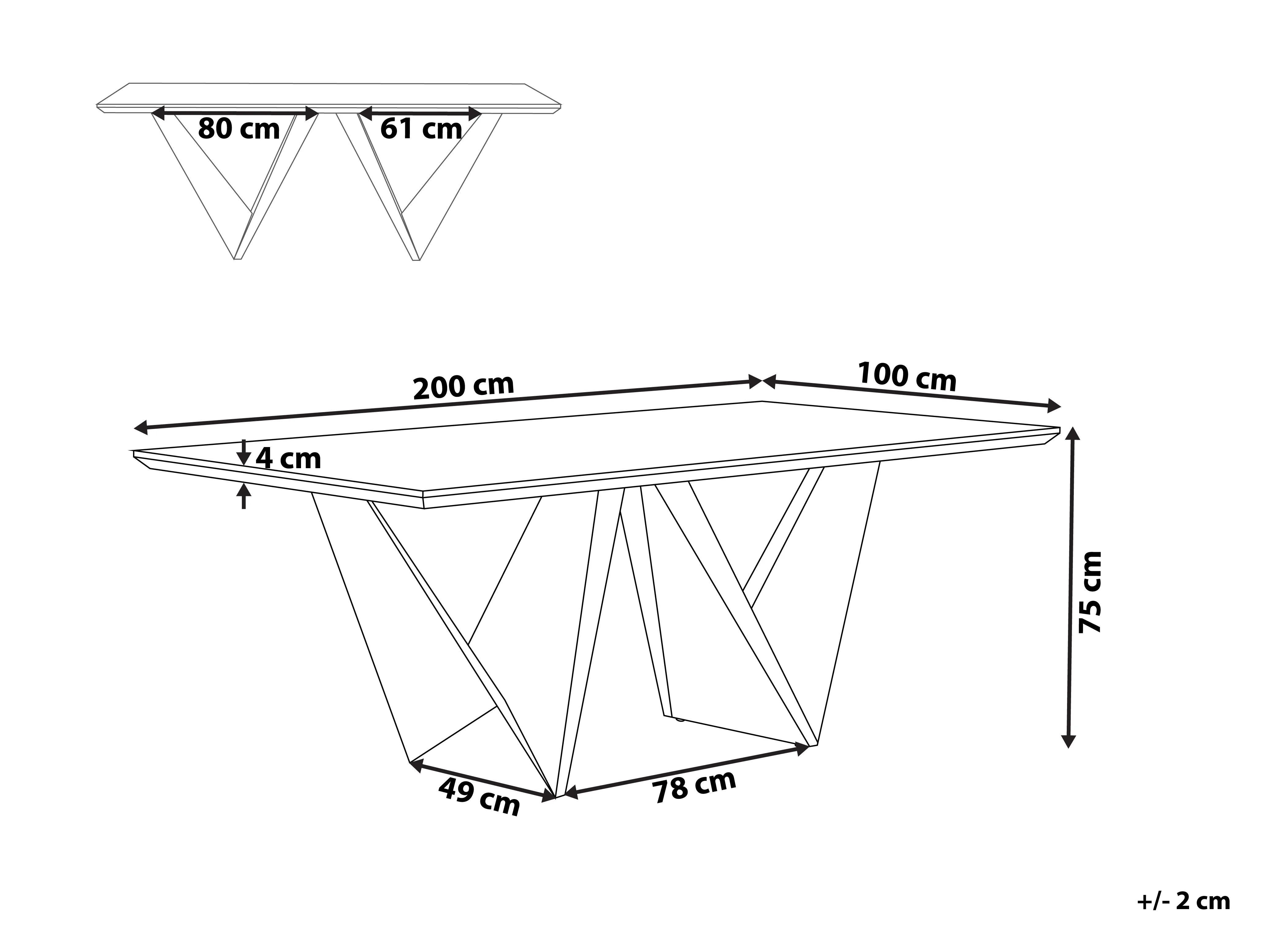 Eettafel SINTRA Donkerbruin 100 cm 200 cm