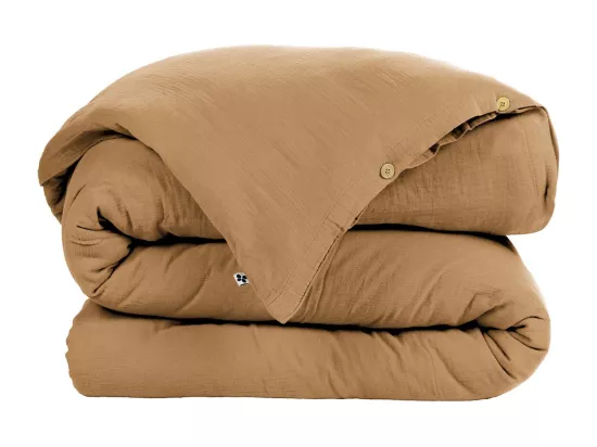 OUREA - Housse de Couette 140x200cm Gaze de Coton Camel
