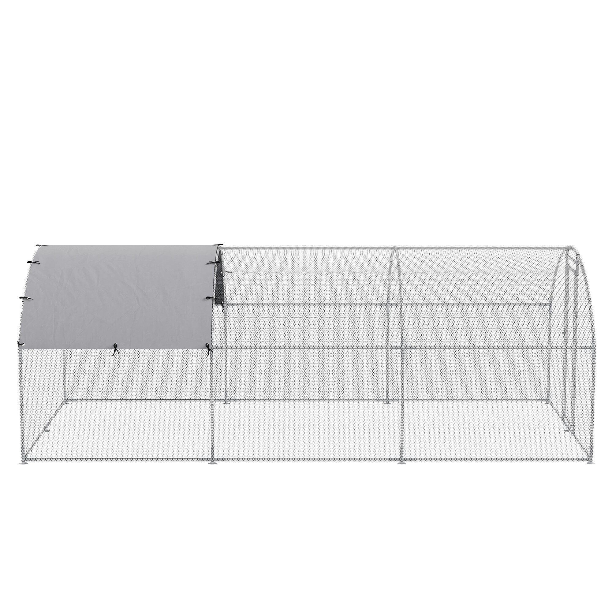 PawHut Kleintierstall mit Schatten Dach silber 280L x 570B x 197H cm