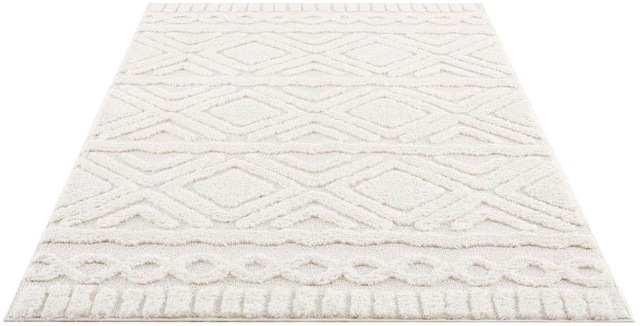 my home Hochflor-Teppich »Andro« rechteckig 20 mm Höhe Boho Scandic Stil, weich, Hoch Tief Struktur, Wohnzimmer, Schlafzimmer