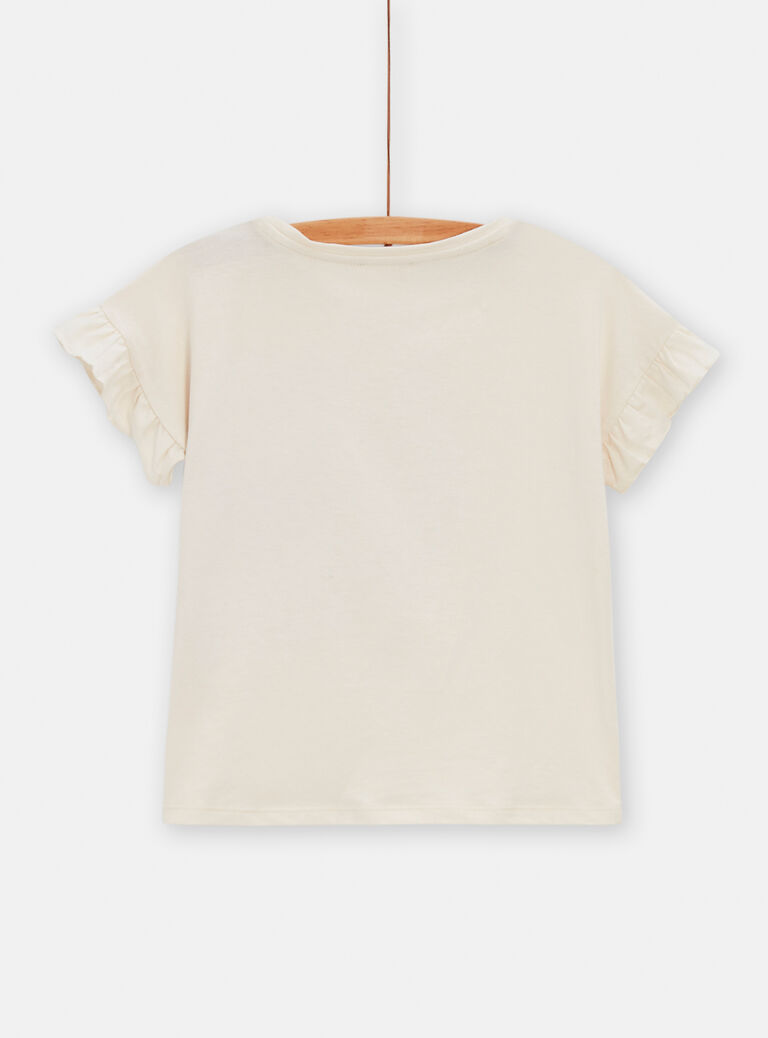 T-shirt écru animation toucan pour fille
