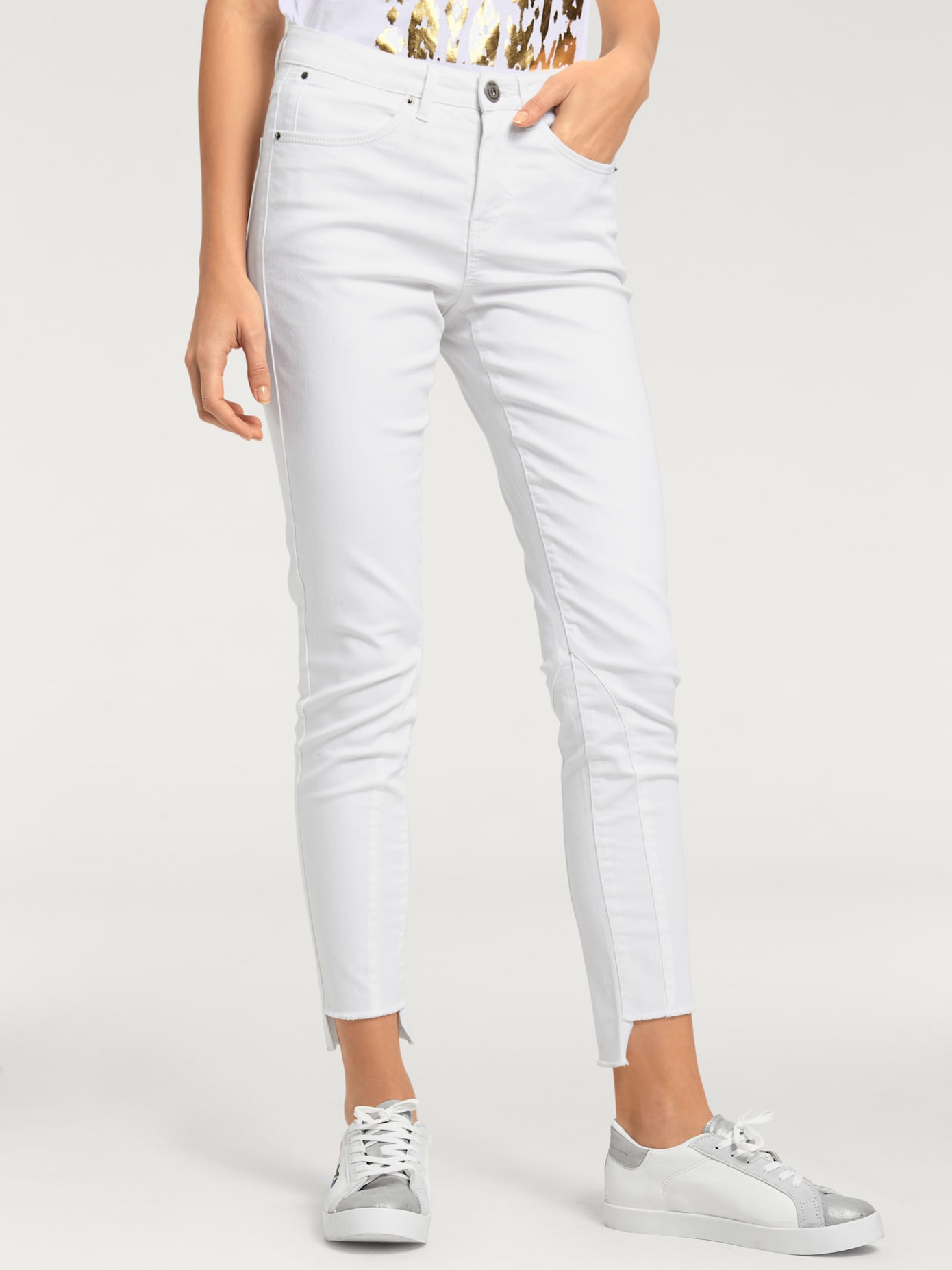 Jeans effet ventre plat longueur 7/8